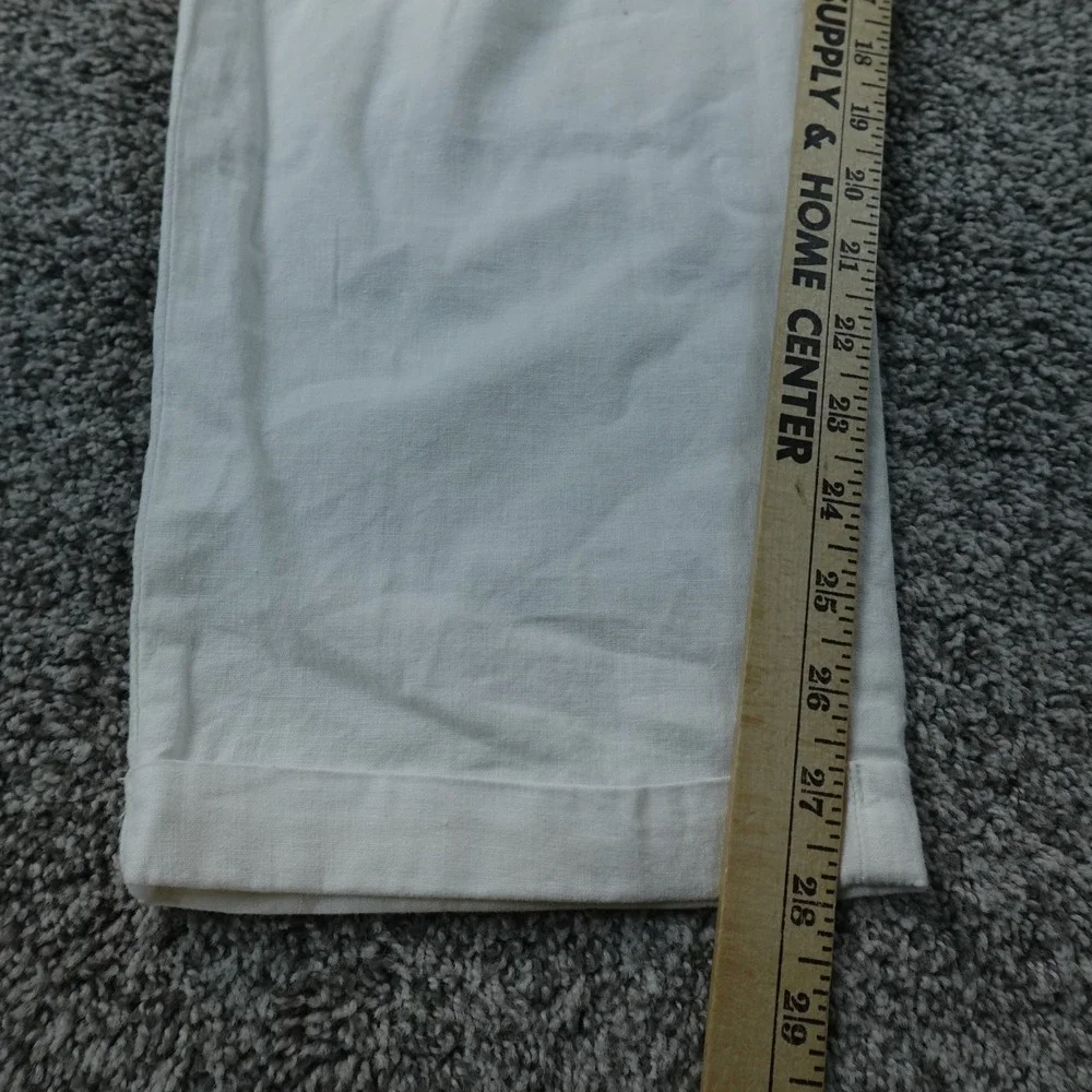 H&M Pants Mens XL White Linen Flat Front Drawstring Elastic Waist Chino Trouser